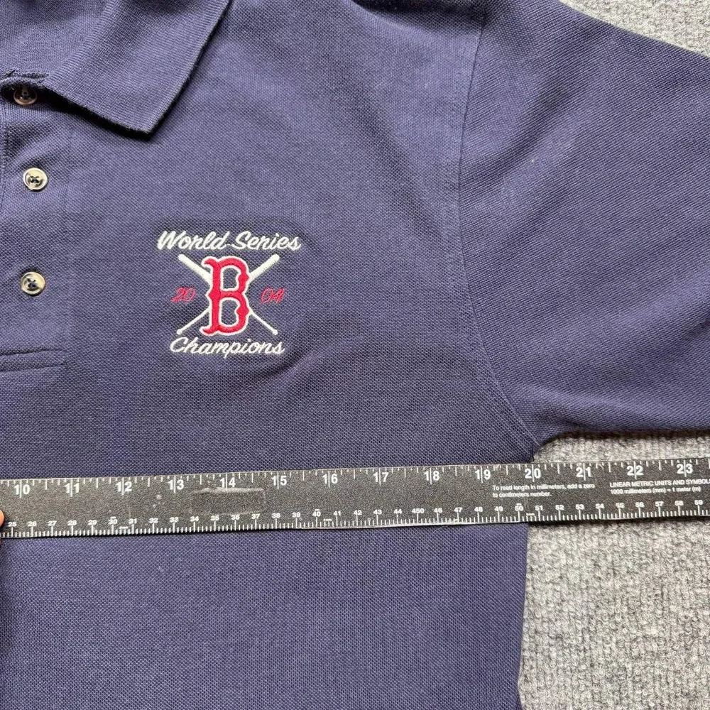 True Fan Boston‎ Red Sox Polo Shirt Mens M Navy World Series 2004 Champions MLB